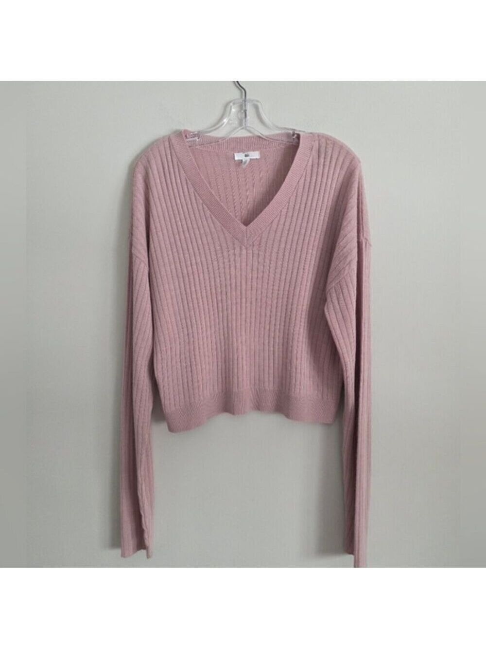 BP. | V-neck Ribbed Sweater Mauve Pink Sz 2X